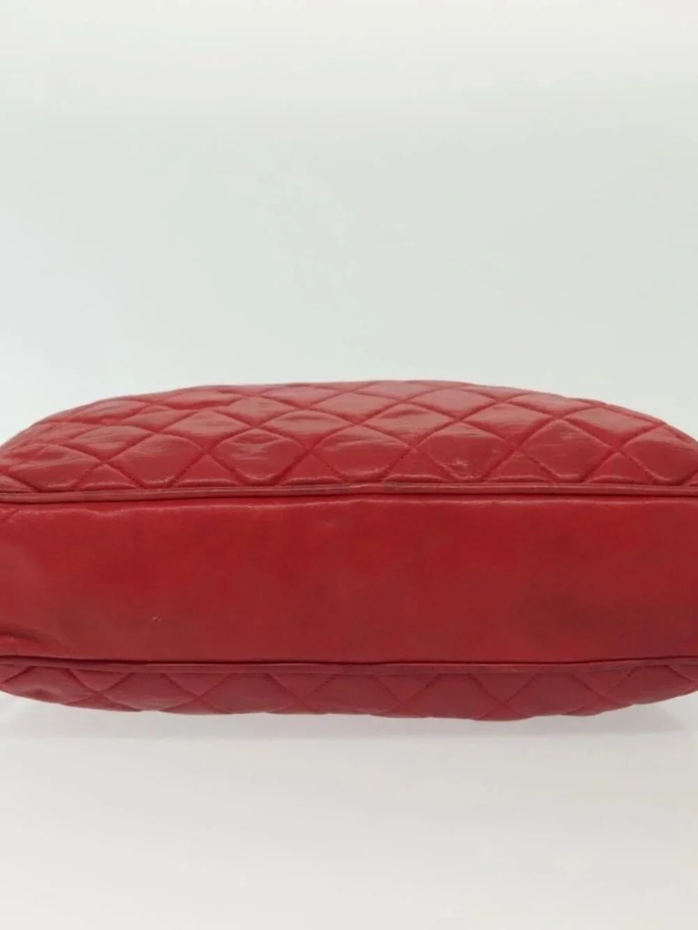 CHANEL Matelasse Chain Shoulder Bag Lamb Skin Red Gold CC Auth bs29076